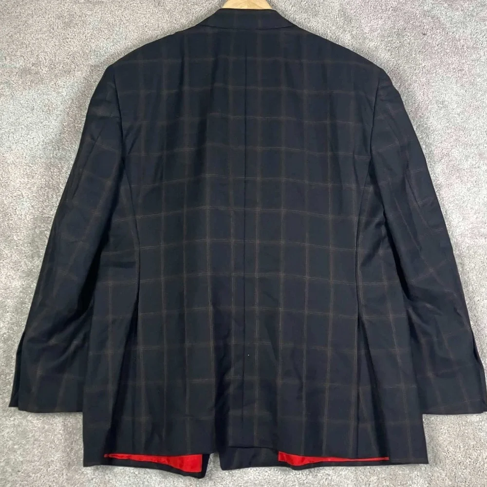 Brooks Brothers Golden Fleece Blazer Mens XL 46 Black Windowpane Double Breasted